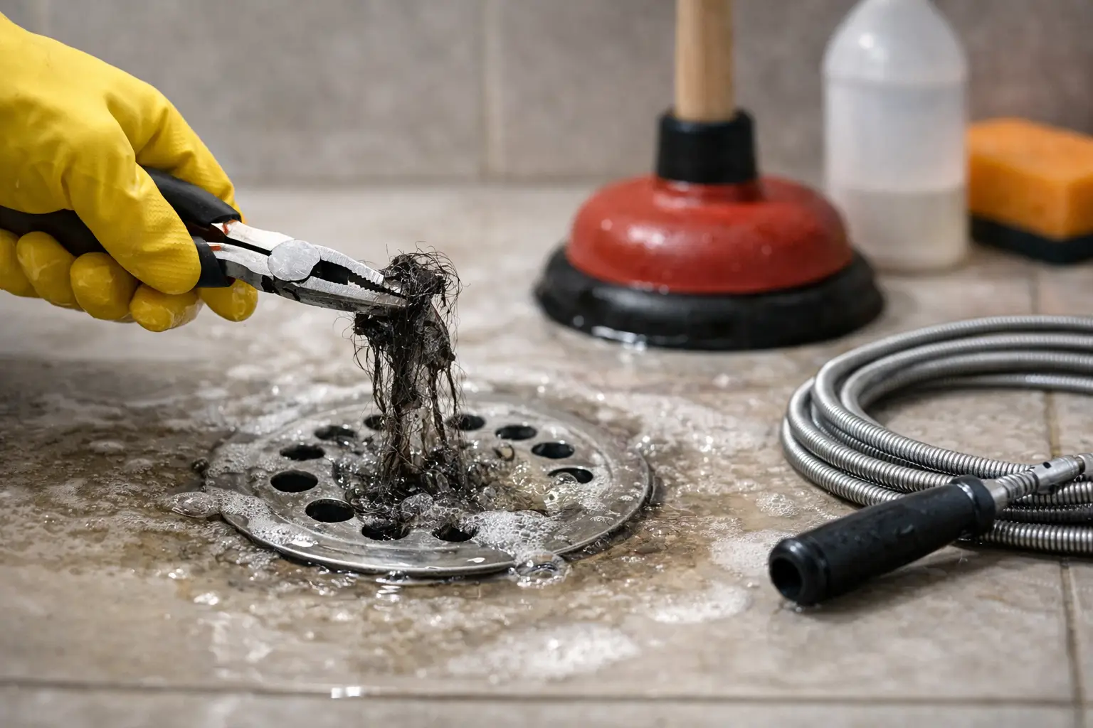 7 erros ao limpar ralo que pioram o entupimento