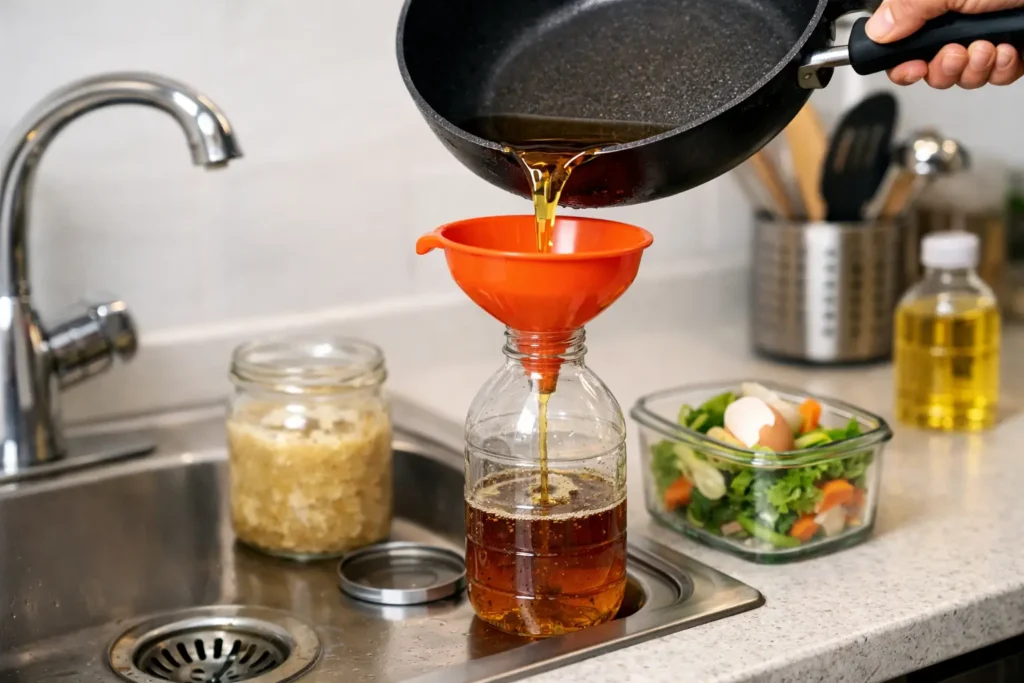 Como descartar óleo de cozinha sem entupir