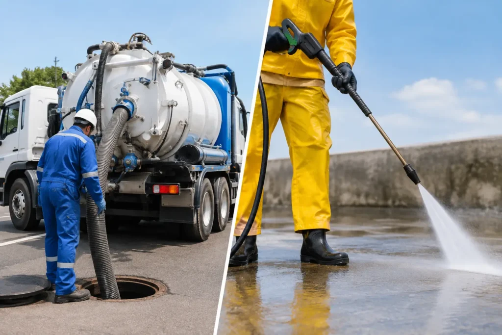 Caminhão vácuo ou hidrojateamento: qual usar?